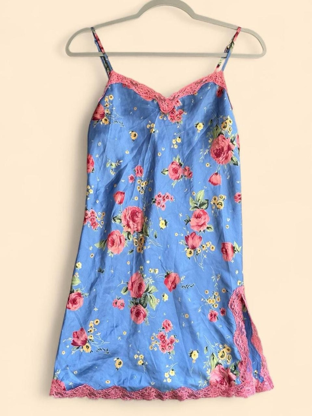 Y2K Victoria's Secret Blue Floral Slip Dress